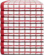 Premium Dish Towels for Kitchen with Hanging Loop 8 Pack 16x26 inch Red Color