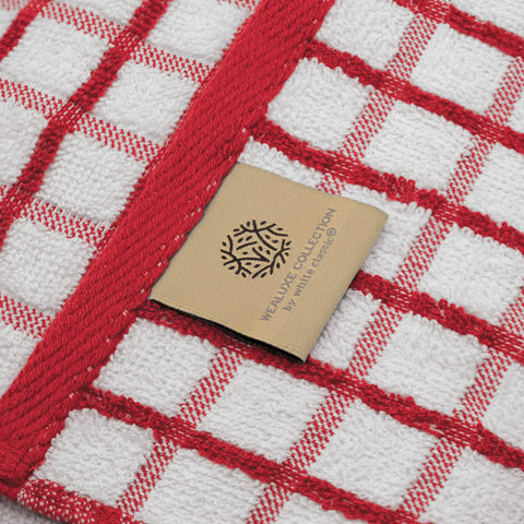 Premium Dish Towels for Kitchen with Hanging Loop 8 Pack 16x26 inch Red Color